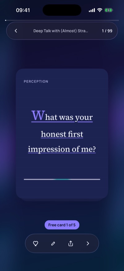The same question shown as a typeset card inside the Frankly app.
