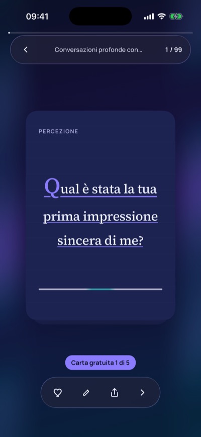 La stessa domanda come carta composta nell’app Frankly.