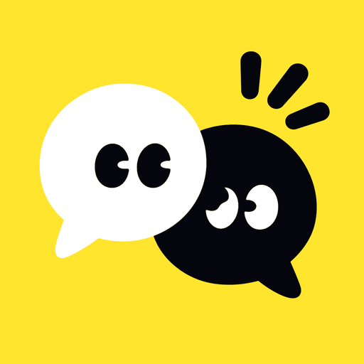 Frankly’s white and black conversation bubbles on yellow