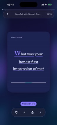 A card in play: One question filling the screen, as it is played.